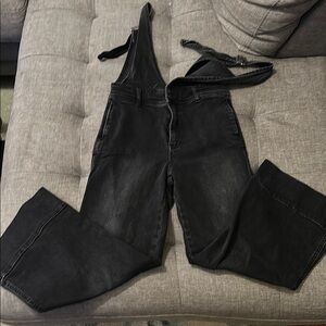 Free People Charcoal Denim Overalls